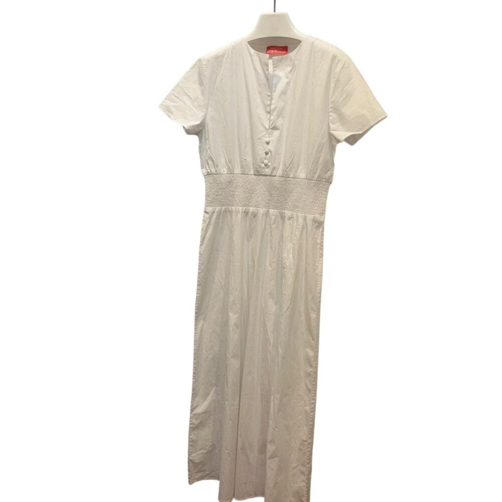 Lauren Gabrielson SPECTACULAR custom made white crisp cotton shirt dress M